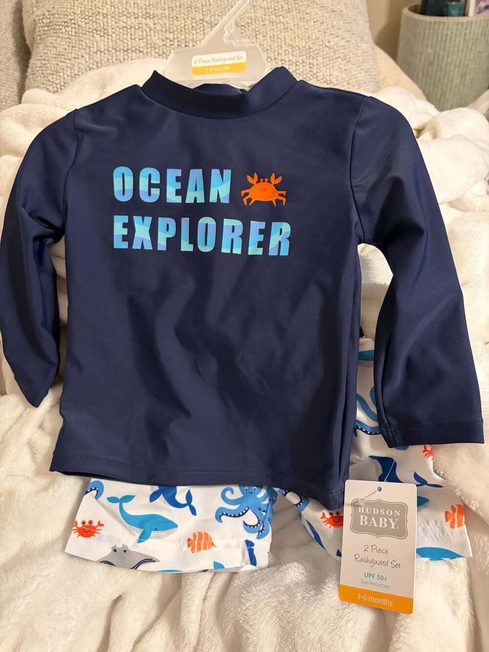 Hudson Baby Ocean Explorer 2-Piece Rashguard Set 3-6 Months